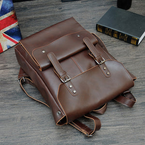 Vintage Hasp England Style Leather Backpack