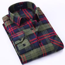 Men's Stylish Long Sleeve Plaid Print Brushed Dress Shirt with Chest Pocket Slim-fit Worn-in Comfortable Casual Flannel Shirts