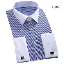 New Plus size M to 6xl France Cufflink all weather solid twill/striped business men dress shirts Patchwork white collar and cuff