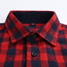Men's Stylish Long Sleeve Plaid Print Brushed Dress Shirt with Chest Pocket Slim-fit Worn-in Comfortable Casual Flannel Shirts